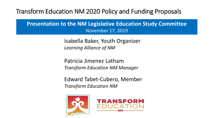 transform education n nm 2 2020 policy and f funding p