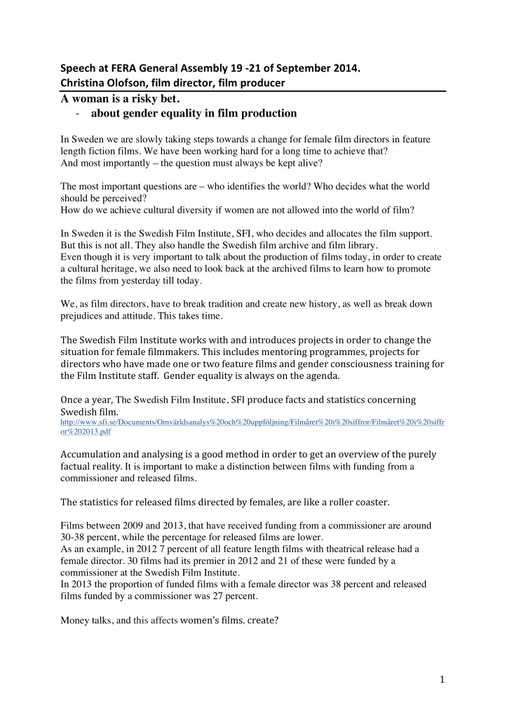 speech at fera general assembly 19 21 of september 2014