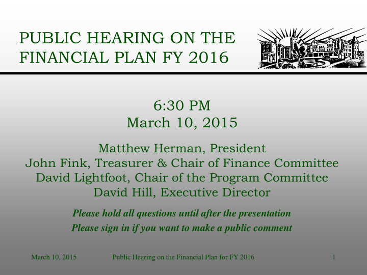 financial plan fy 2016