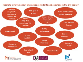 Promote involvement of international students and scientists in the city society  Welcome  IKUS