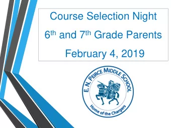 Course Selection Night 6 th and 7 th Grade Parents  February 4, 2019  Course Description Guides