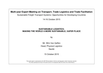 Multi-year Expert Meeting on Transport, Trade Logistics and Trade Facilitation  Sustainable Freight