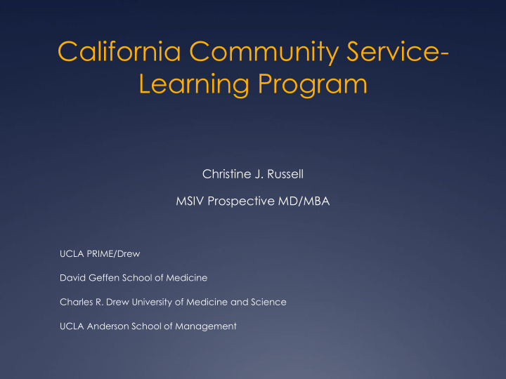 california community service learning program