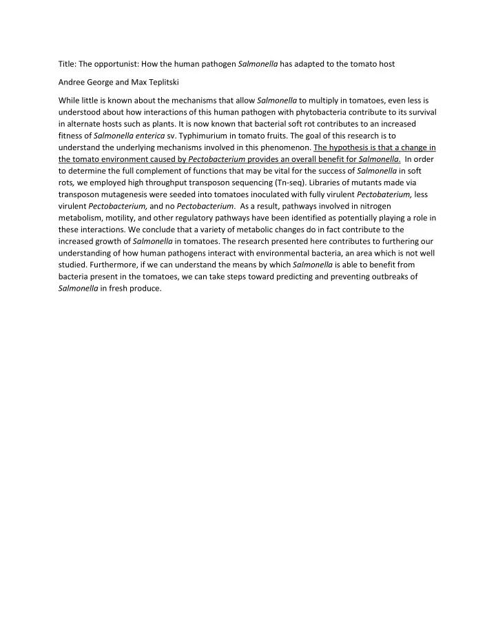 title the opportunist how the human pathogen salmonella