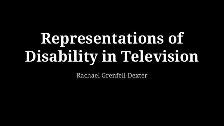 representations of disability in television