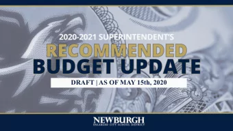DRAFT | AS OF MAY 15th, 2020  DRAFT BUDGET PRESENTATION  April 2, 2019  SUPERINTENDENTS PROPOSED