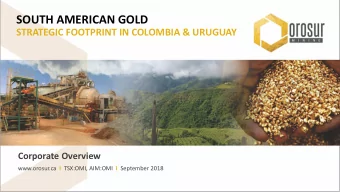 SOUTH AMERICAN GOLD  STRATEGIC FOOTPRINT IN COLOMBIA &amp; URUGUAY  Corporate Overview