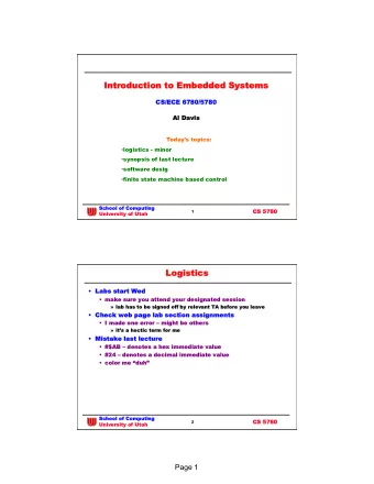 Introduction to Embedded Systems  Introduction to Embedded Systems  CS/ECE 6780/5780  CS/ECE