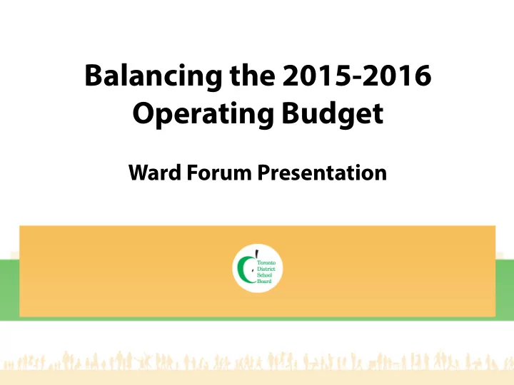 balancing the 2015 2016 operating budget