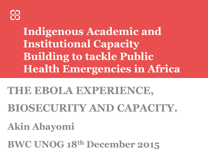 health emergencies in africa the ebola experience