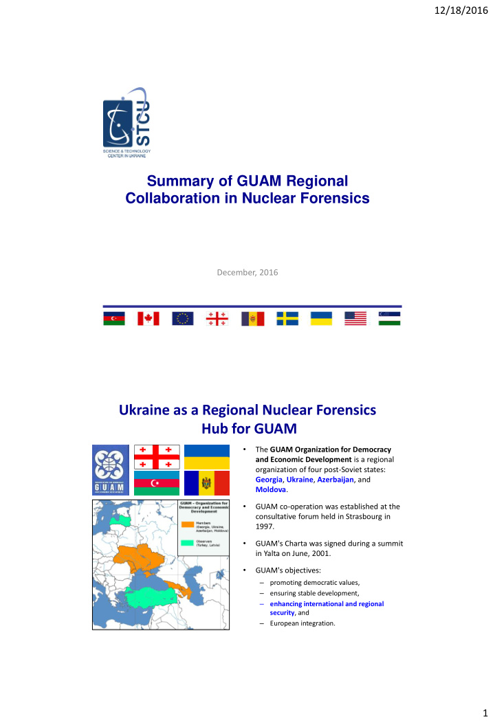 ukraine as a regional nuclear forensics hub for guam