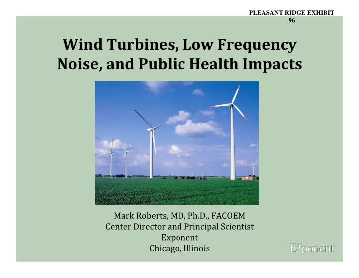 wind turbines low frequency noise and public health