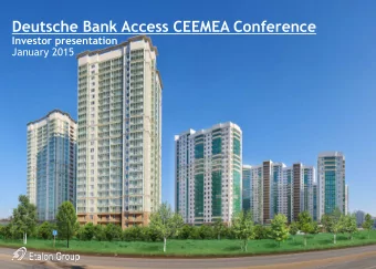 Deutsche Bank Access CEEMEA Conference  Investor presentation  January 2015  Disclaimer  IMPORTANT: