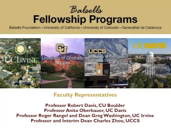 BIOENGINEERING: University of Colorado at Boulder, USA  Faculty Representatives  Professor Robert