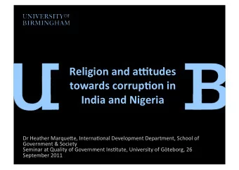 Religion  and  a+tudes    towards  corrup3on  in    India  and  Nigeria