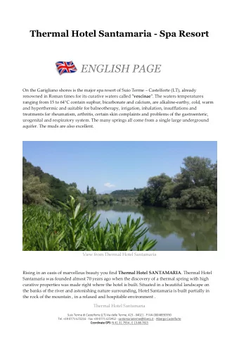 ENGLISH PAGE On the Garigliano shores is the major spa resort of Suio Terme  Castelforte (LT),