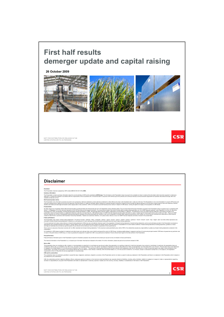 first half results demerger update and capital raising