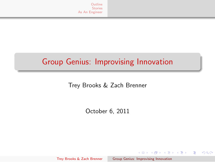 group genius improvising innovation