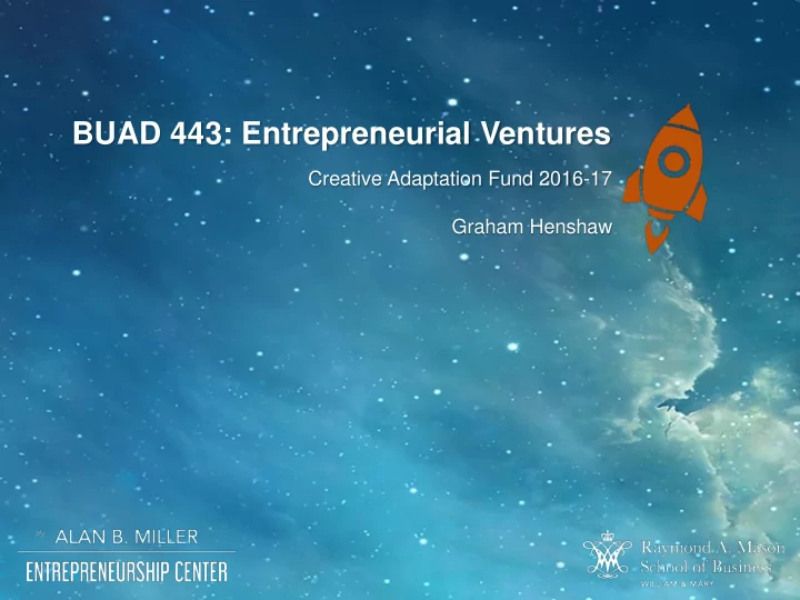 buad 443 entrepreneurial ventures