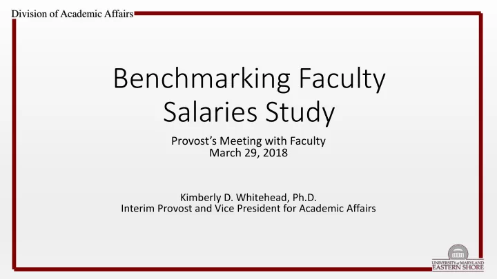 benchmarking faculty salaries study