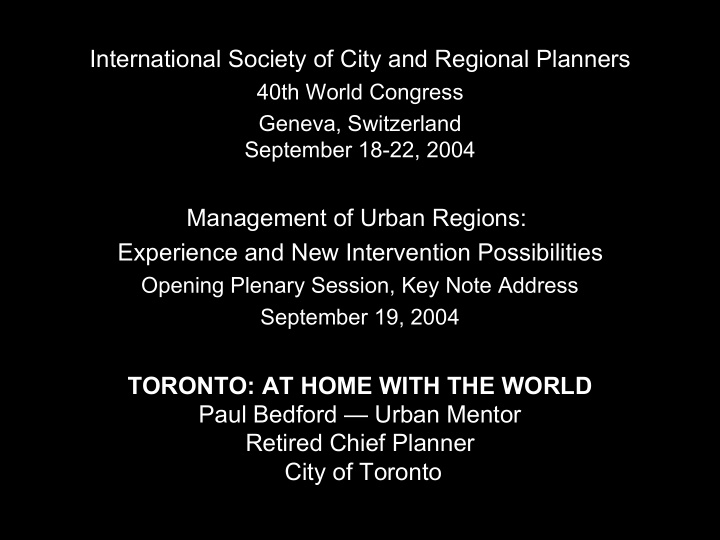 international society of city and regional planners