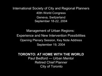 International Society of City and Regional Planners  40th World Congress  Geneva, Switzerland
