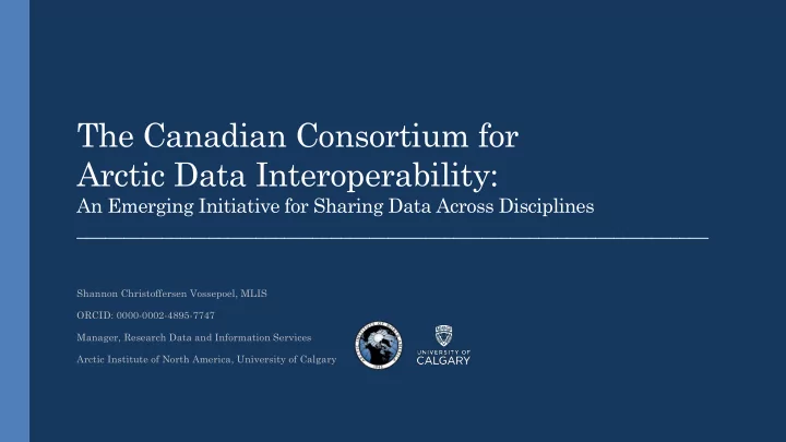 the canadian consortium for arctic data interoperability