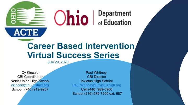 career based intervention virtual success series