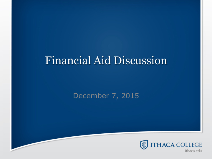 financial aid discussion