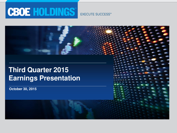 third quarter 2015 earnings presentation