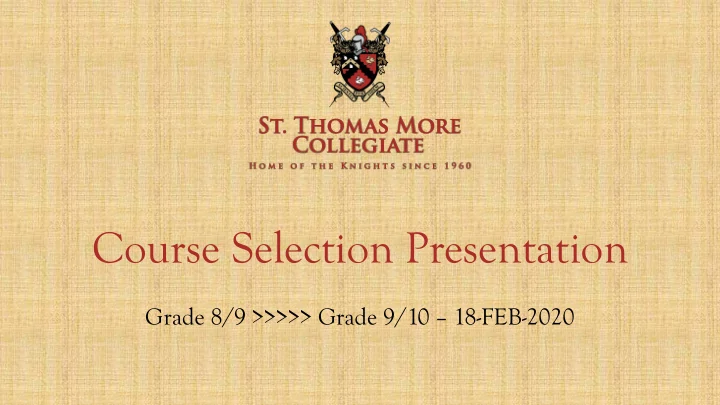 course selection presentation