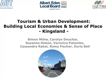 Building Local Economies &amp; Sense of Place - Kingsland -  Simon Milne, Carolyn Deuchar,  Suzanne