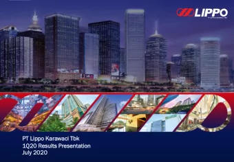 PT Lippo  po Ka  Karawaci  ci Tbk  1Q20  0 Resul  sults  ts Presentation  sentation  Jul  uly 2020
