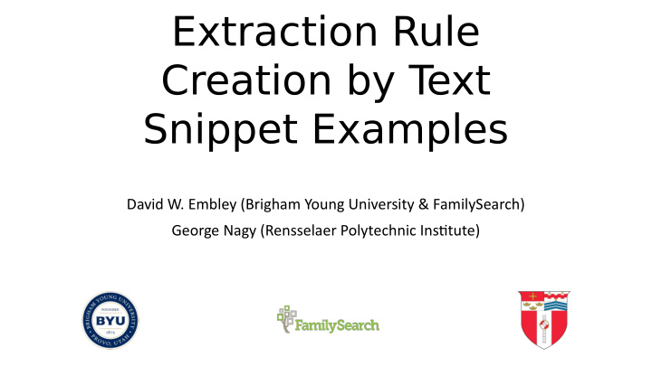 extraction rule creation by t ext snippet examples