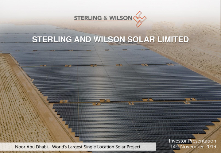 sterling and wilson solar limited