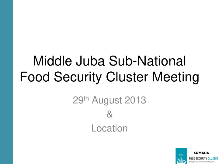 food security cluster meeting