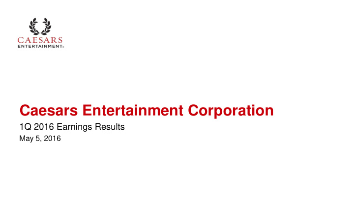 caesars entertainment corporation