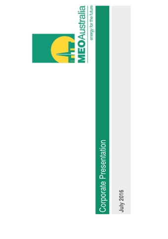 Corporate Presentation  July 2016  Disclaimer  Forward-looking Statements and Resources Summary of