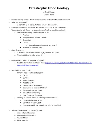 Catastrophic Flood Geology by Scott Mauser  Outline Notes  Foundational Question  Which fits