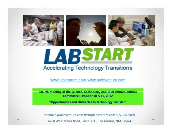 www.labstartnm.com www.archventure.com  Fourth Meeting of the Science Technology and
