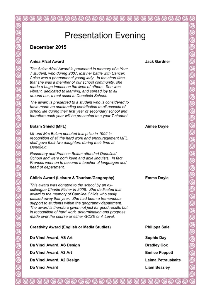 december 2015 anisa afzal award jack gardner the anisa