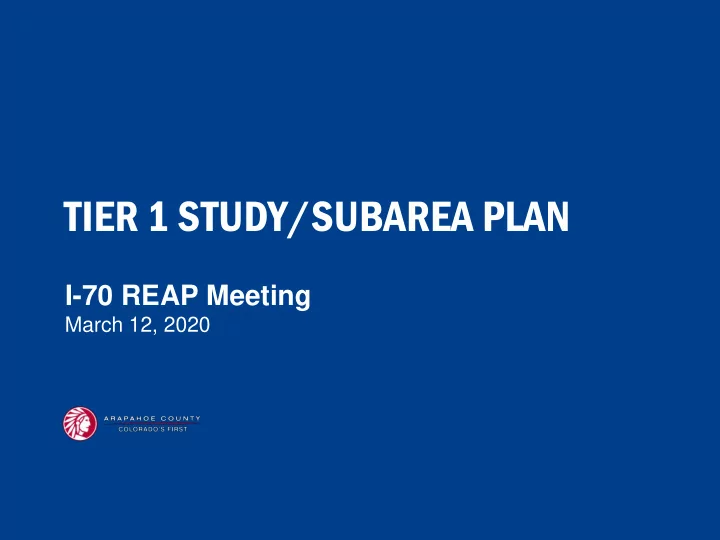 tier 1 study subarea plan