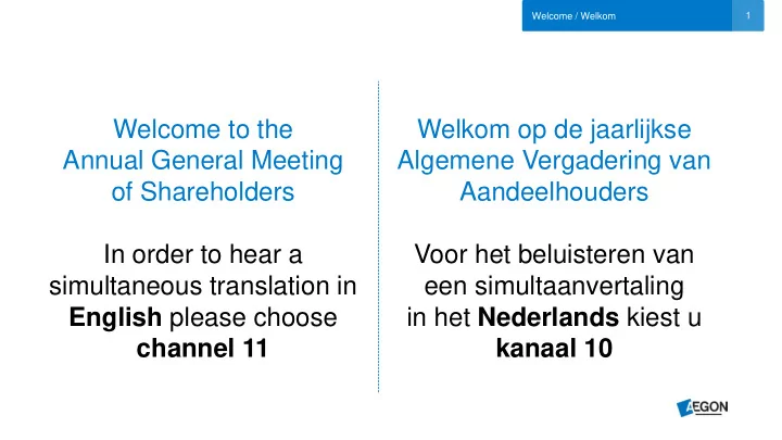 welcome to the welkom op de jaarlijkse