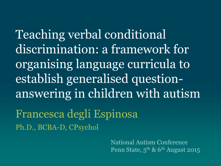teaching verbal conditional