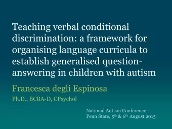 Teaching verbal conditional  discrimination: a framework for  organising language curricula to