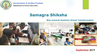 Samagra Shiksha  Way towards Systemic School Transformation  September 2019  What are Sustainable