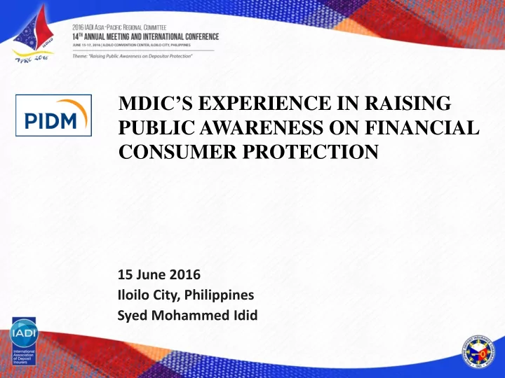 mdic s experience in raising