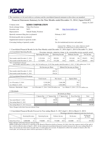 KDDI CORPORATION  Company name  Stock exchange listing Tokyo First Section  9433 URL