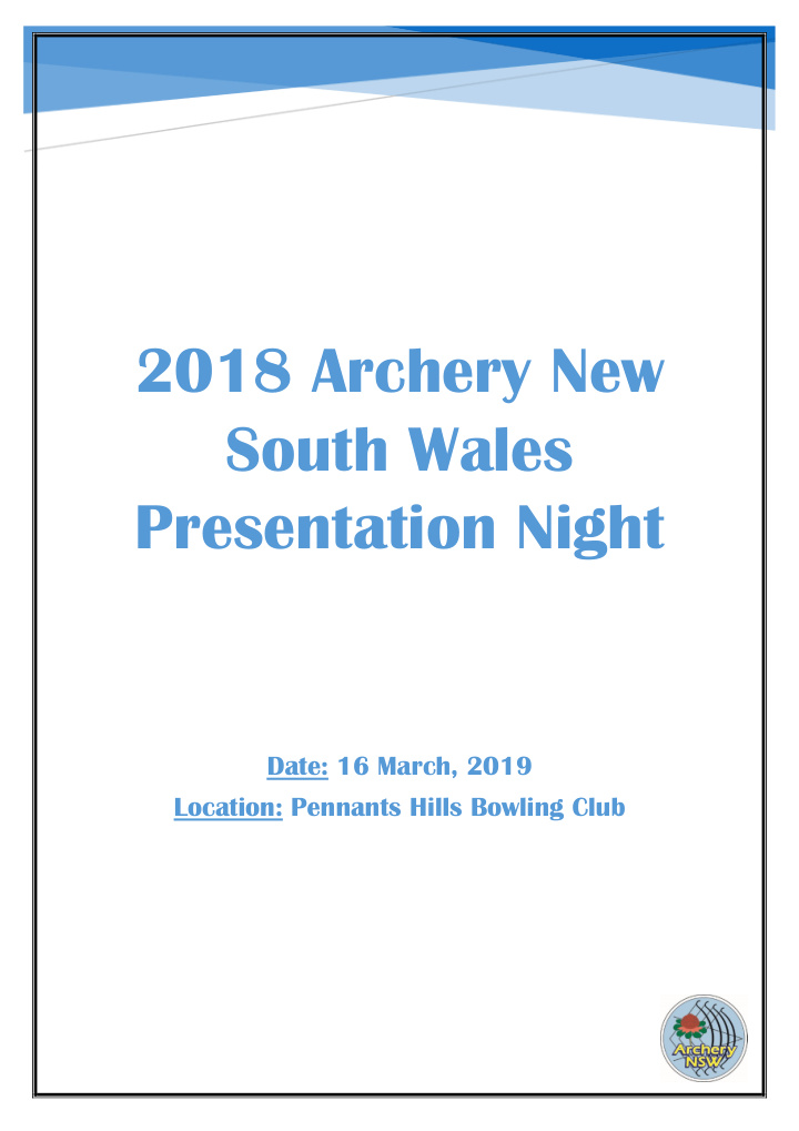 2018 archery new south wales presentation night