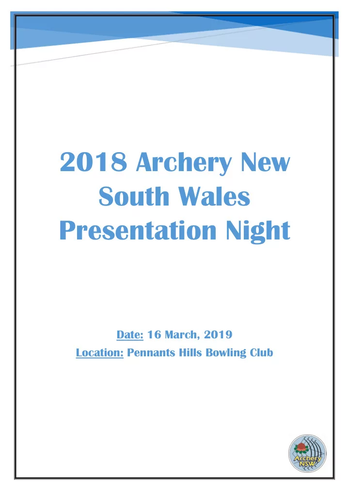 2018 archery new south wales presentation night
